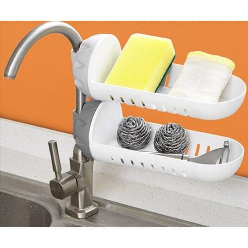 Plastic Faucet Rack Kitchen Storage Shelf Sponge Dish Cloth Finishing Rack Drain Rack Pool Rag Storage Drain Dry Rack