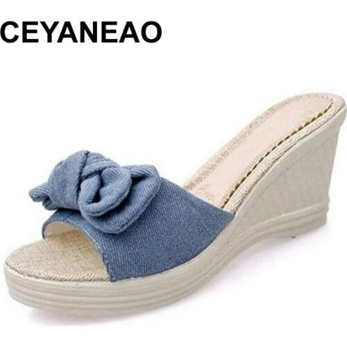 CEYANEAO Summer Women Slippers Fashion High Heel Slippers beach Comfortable Female slippers casual woman Sexy slippers Plus Size