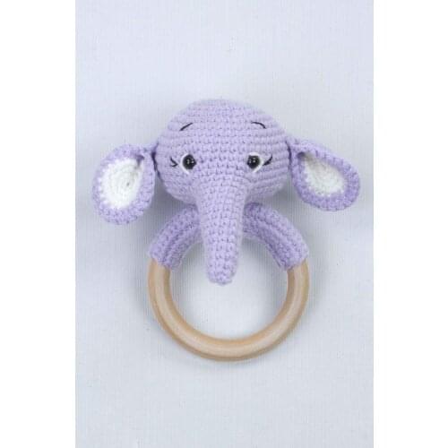 Lilac Organic Handmade Amigurumi Elephant Rattle Toy