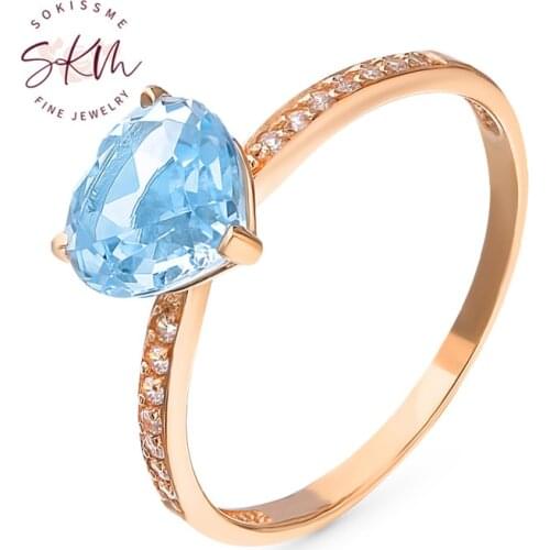 SKM Brand designer topaz rings for women 14k rose gold Vintage Engagement rings designer Promise Luxury Fine Jewelry
