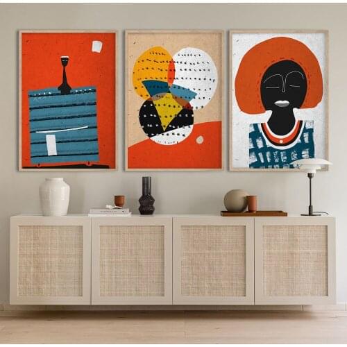 Modern Abstract African Woman Poster Nordic Style Afro Figures Canvas Painting Contemporary Africa Ethno Wall Art Home Decor