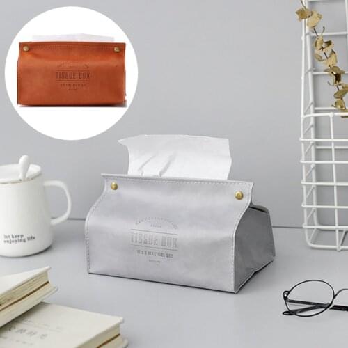 Tissue Box Cover Soft PU Leather Foldable Handkerchief Box Napkin Holder For Living Room Kitchen Desktop Tissue Boxes Wholesale