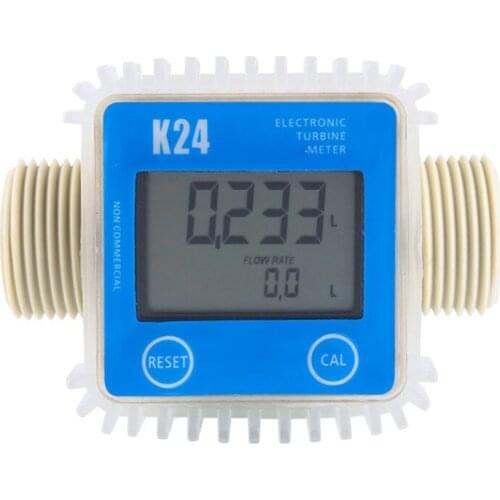 1 Pcs K24 Lcd Turbine Digital Fuel Flow Meter Widely Used For Chemicals Water 10*7.4*5.5cm