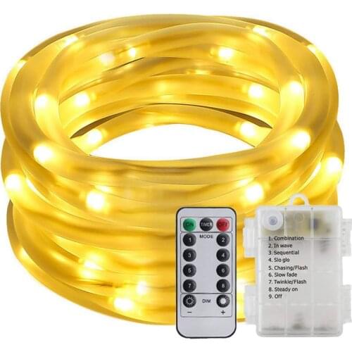 Outdoor String Lights 10M 5M Battery Operated LED Rope Tube String Lights for Patio Easter Christmas Party Wedding Holiday
