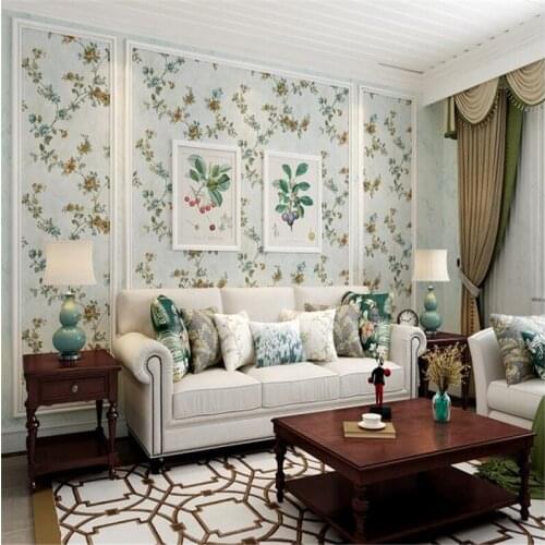 Beibehang Vintage green American pastoral 3d pressed flower wallpaper Bedroom living room sofa background walls 3d wallpaper