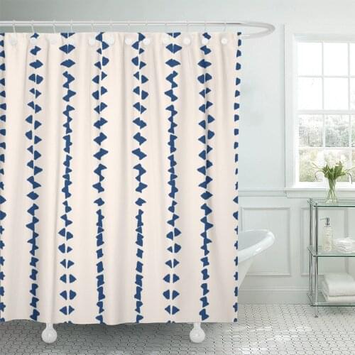 Tie Dye Shibori Ink Japanese Modern Batik Watercolor Indigo Endless Blue and White Watercolour Design Shower Curtains Waterproof