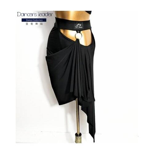 Latin dance skirt womens dance skirt hollow hollow ice silk irregular skirt Rumba cha cha samba cowboy bullfight dance skirt