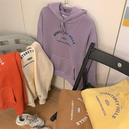 Womens Sweatshirts Japanese Harajuku Female Korean Kawaii Casual Loose Embroidered Letter Sweatshirt Ulzzang Clothing For Women