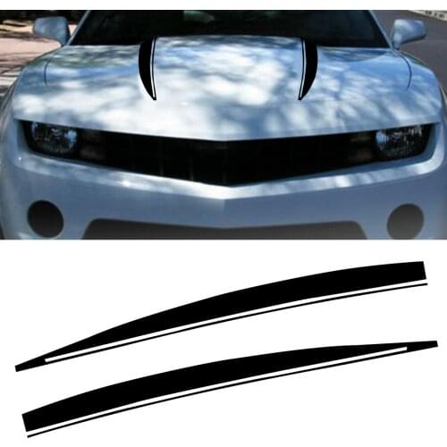 2pcs Black Bonnet Hood Stripe Vent Panel Sticker Decals Fit For Chevrolet Camaro 2010 2011 2012 2013 2014 2015