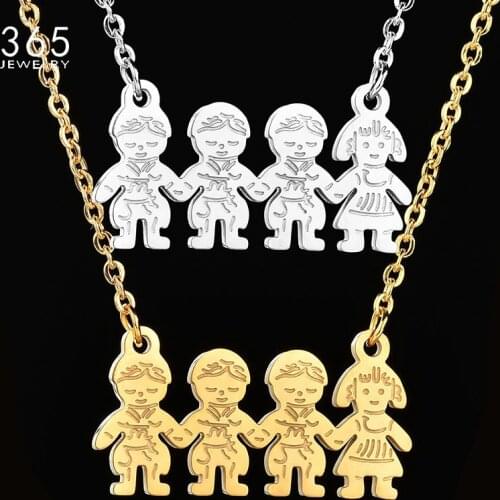 2018 Jewelry Accessories Steel Color Cute Dad Mom Pendant Necklace Stainless Steel Loving Family Necklace Of Party Gift