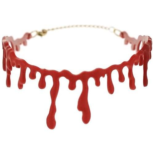 2019 Creative Halloween Decoration Blood Red Choker Necklace Resin Fake Tattoo Women Jewelry Adjustable Short Necklace