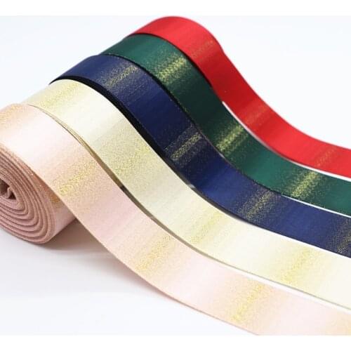 5 Yards 25MM Gold Gradient Satin Ribbon For Hair Bows/Gift Packaging/Wedding DIY Crafts Handmade Accessories M19071903