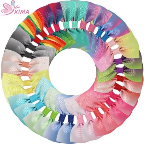 XIMA 17 Colors Wholesale 3''Rainbow Ribbon Hair Bow With Clip Cute Grosgrain Bow For Girls Hair Accessories