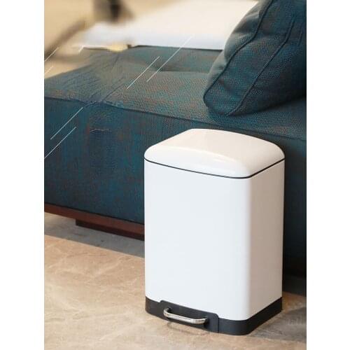 White Modern Trash Can Standing Kitchen Paper Basket Bedroom Europe Trash Bin Paper Basket Rangement Cuisine Storage Bin BD50WB