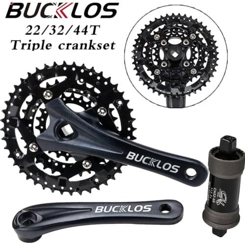 BUCKLOS mtb triple crankset 104/64BCD bicycle Chainring 3*9speed single/triple speed crank with bottom bracket bike part