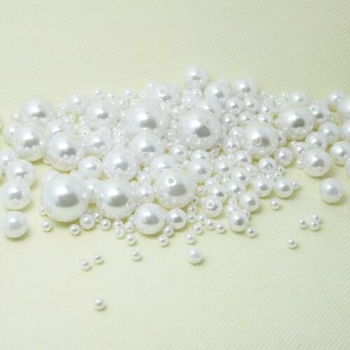 Pick Size 4.6.8.10.12.14.16.18.20mm ABS Ivory White Imitation Pearl beads Round Acrylic Plastic Beads for DIY Child Necklace