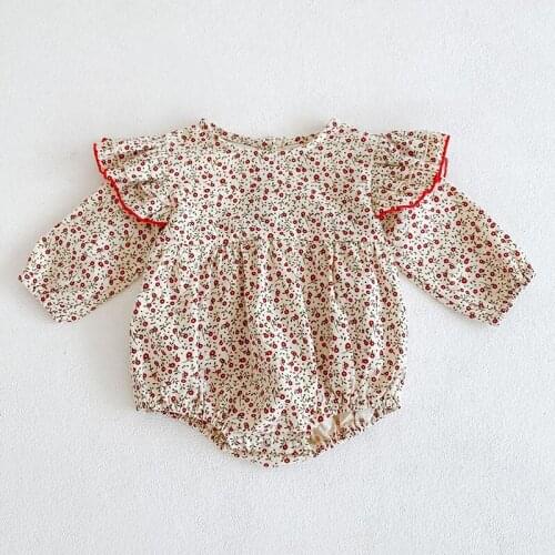 Korean Style Spring Autumn Baby Girls Clothes Cotton Long Sleeve Floral Printing Newborn Baby Girls Jumpsuit Baby Girl Bodysuits