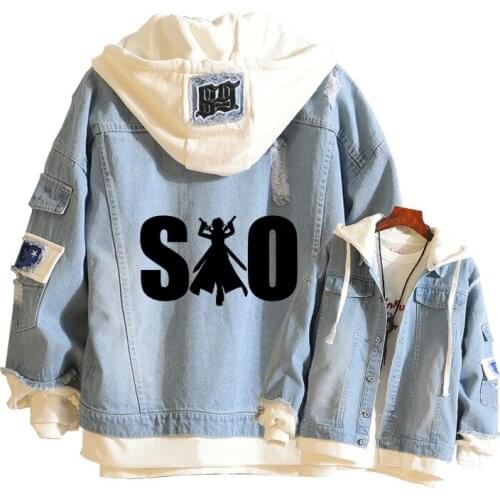 Sword Art Online SAO Anime Jeans Sweatshirt Women Demin Jacket Harajuku Streetwear Unisex Spring Hoodies Couple Clothes