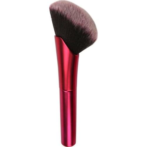 Aluminum Alloy Handle Makeup Brushes Foundation Powder Blush Brush Oblique Brush Facial Make Up Brush Rose Red Color