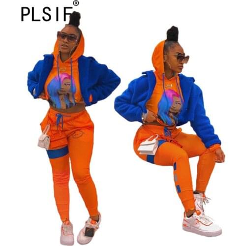 Active Womens Set Patchwork Hoodies Sweatshirt Jogger Pants Matching Set Sport Tracksuit Fitness Two Piece Set Outfit