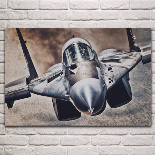 Cool closeup mig 29 macro fulcrum jet fighter army aircraft art living room home wall art decor wood frame fabric poster KN886