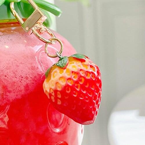 Summer cartoon strawberry straw cup plastic cup lovely girl milk tea coffee cup student portable water cup water bottle