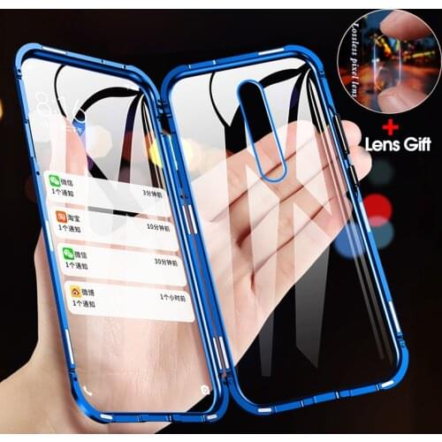 360 Full Cover Magnetic adsorption Metal Phone Case For Xiaomi Pocophone F1 Double Tempered Glass Coque Mi POCO F1 Fundas Shell