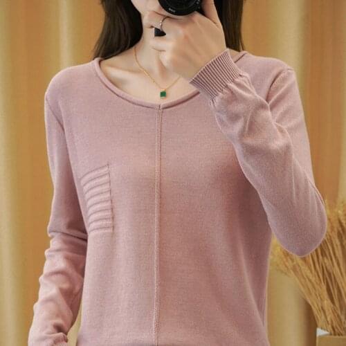 MERRILAMB Pure Cotton Knitted Sweater Womens Casual Loose Solid Color V-Neck Outer Wear Long-Sleeved Pullover Spring Autumn