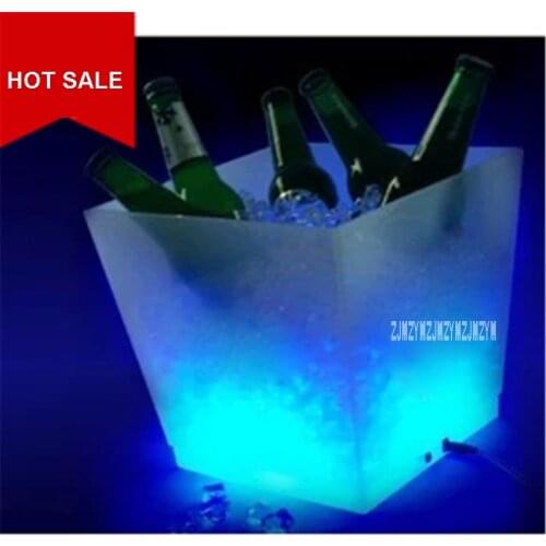 New CF-320F LED Ice Bucket 10L Large Capacity PP Plastic Square Beer Bucket Rechargeable LED Light Color Changing Ice Bucket