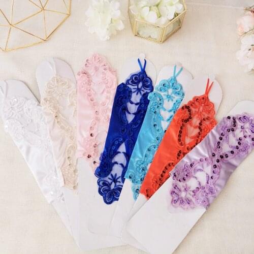 Birdal Gloves Women White Black Short Half Finger Satin Seam Pearl Gloves Fashion Sexy Lady Retro Lace Wedding Fingerless Gloves