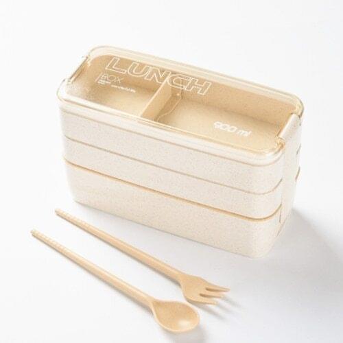 Plastic Lunch Box Portable 3 Layer Healthy Food Container Microwave Oven Lunch Bento Boxes Eco Friendly Lunchbox 900ml
