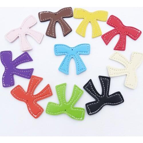 10pcs/lot Pu Leather Bowknot Charms Pendant DIY Necklace Jewelry Making Findings Mix Colors