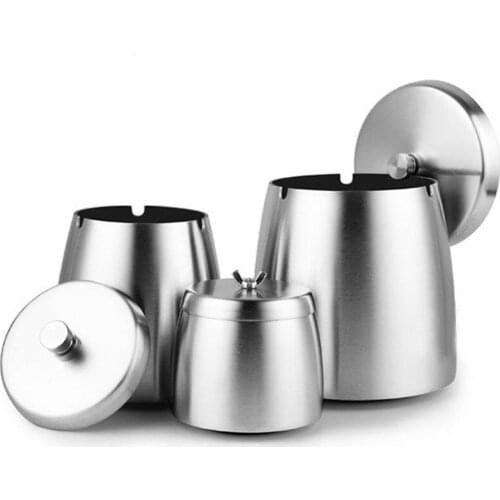 Portable Stainless Steel Cigar Ashtray with Lids Smokeless Outdoor Windproof Ashtray Ash Tray for Car, Home, Backyard Decor