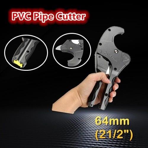 PVC PU PP-P PE Pipe Cutter 64mm Aluminum Alloy Body Stainless Steel Blade Scissors Tube Cutting Hand Tool With Ratchet Gear Easy