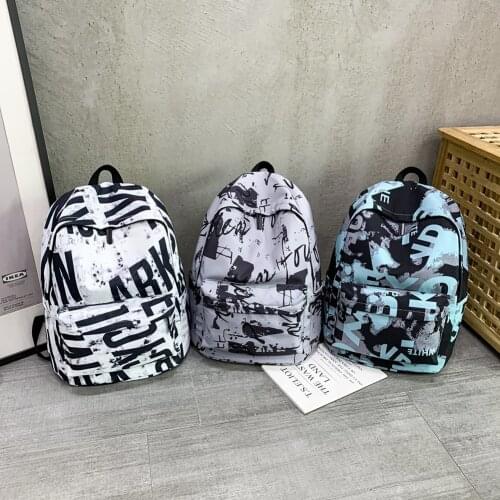 Portable Oxford Cloth Large Capacity Rucksack Women Men Casual Letter Printed Backpack Outdoor Travel Shoulder Bags Unisex