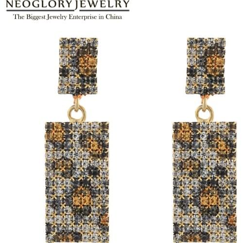Neoglory Sexy Zebra Pattern Leopard Print Drop Earrings For Women Asymmetric Pattern Rectangle Charm Ear Accessories Gift