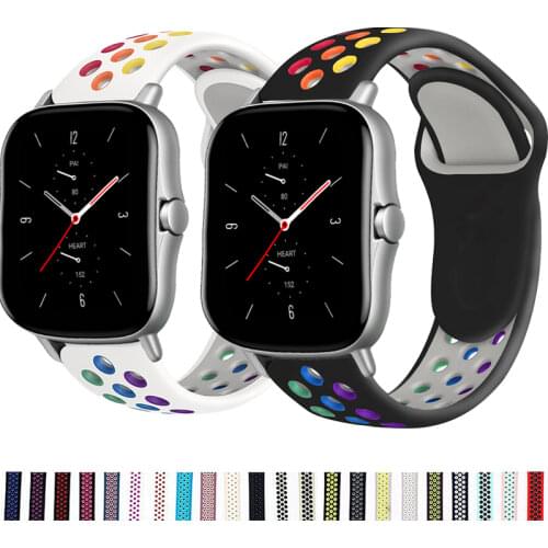 20mm/22mm Silicone band For Amazfit GTS/2/2e/GTS2 Mini/GTR 42mm/47mm/GTR2/2e/stratos 2/3 Sport Watch Bracelet Amazfit bip strap