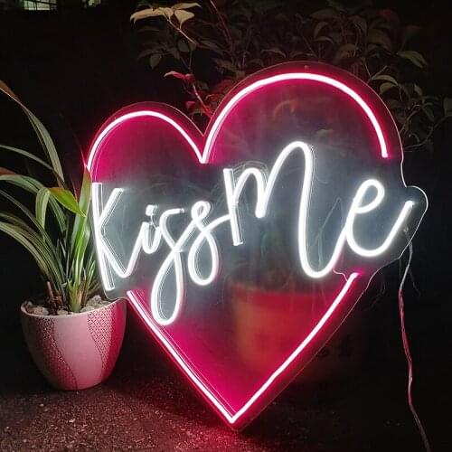 Kiss Me Modern Custom Neon Sign Lights For Room Wedding Personalized Flex Led 3D Acrylic Wall Hanging Home Party Decor Neon Top