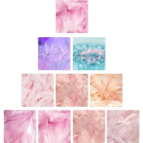 TAFREE Hot Selling Animal bird feathers Pattern 12mm/25 mm Square Shape DIY Glass Cabochon Jewelry Finding Cameo Settings WL751