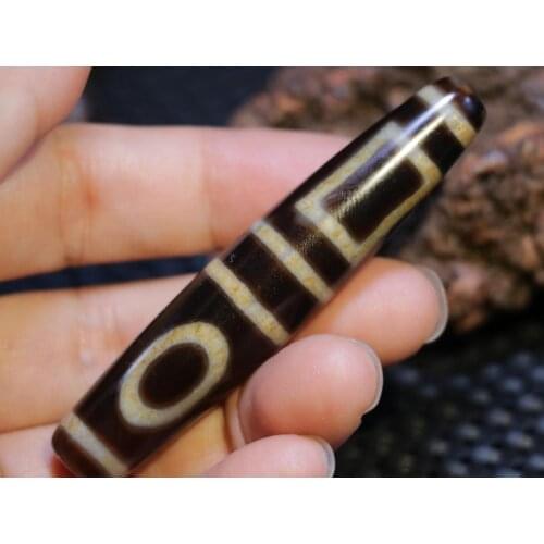 Magic Power Tibetan Old Agate Double Heaven&Earth Long dZi Bead Pendant Amulet L Lkbrother Sauces Top Quality Guranttee