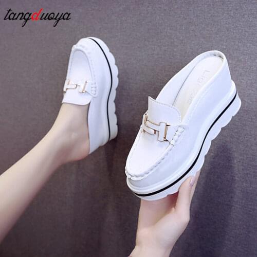 2021 Slides Platform Wedge Slippers LoafersHeight Increasing Shoes Women Moccasin Mules Wedges Sandals For Women shoes