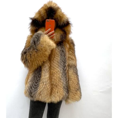 Winter Women Real Fox Fur Jacket Fur Coat Hooded Short Real Fox Fur Coat Keep Warm In Winter European And American Fashion