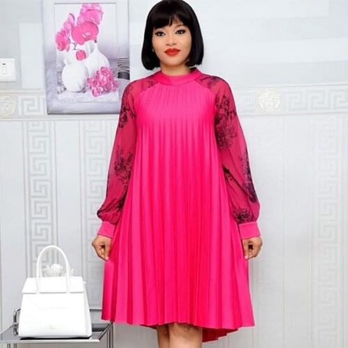 African Dresses For Women 2020 African Clothes Africa Dress Print Dashiki Ladies Clothing Ankara Africa Women Pleated Dress