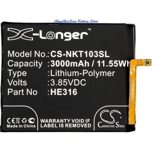 Cameron Sino 3000mAh Battery HE316, HE317, HE335 for Nokia 6, Nokia 6, TA-1000, TA-1003, TA-1021, TA-1025, TA-1033, TA-1039