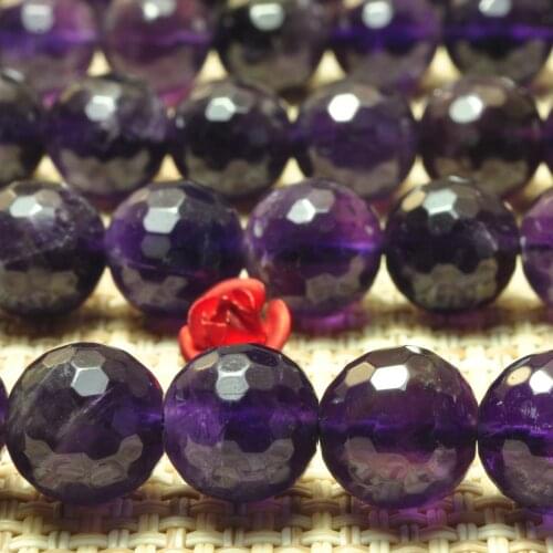 Natural Dark Amethyst Faceted Round Loose Beads Wholesale Gemstone Semi Precious Stones Bracelet Necklace For Jewelry Making Diy