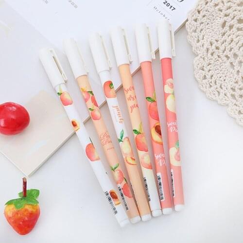 Peach Gel Pen Korean Stationery Kawaii Pens Office Accessories Cute Pens Novelty Writing Gel Pen Cute Stationary Supplies