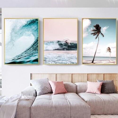 Beach Surfing Speed Wave Abstract Canvas Painting Home Art Posters Bedroom Corridor Stickers Nordic Decoration