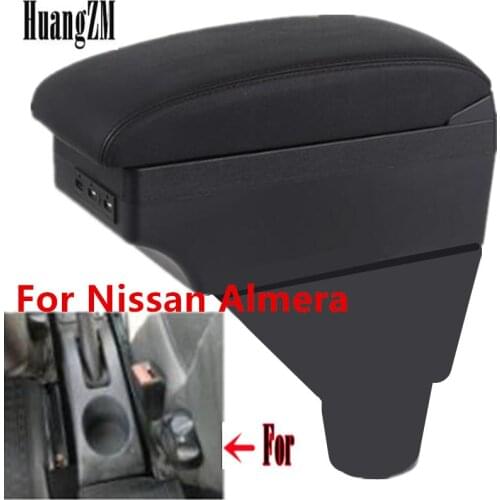 For Nissan Almera Armrest box central Store content box with USB interface