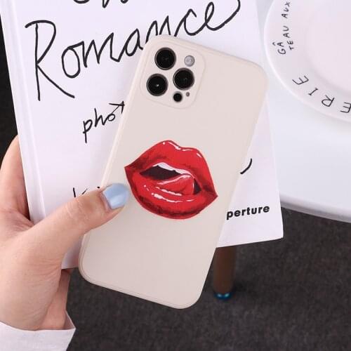 Sexy Thick Lips Candy Colorful Protection Phone Coque For iPhone 11 12 Pro Mini 7 8Plus X XS XR Max Silicone Phone Funda Coque