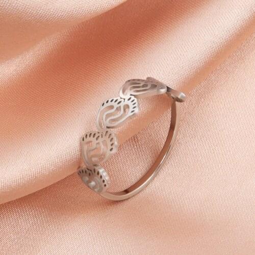 COOLTIME Hollow Footprint Womens Ring Family Love Little Baby Foot Stainless Steel Rings Party Fashion Jewelry Accessories